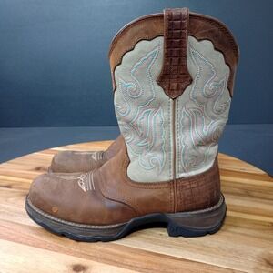Durango Cowgirl Western Boots Womens‎ 6M Dark Brown Mid Calf Pull On Lady Rebel